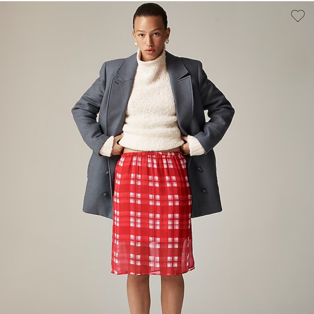 J Crew plaid chiffon layered slip skirt